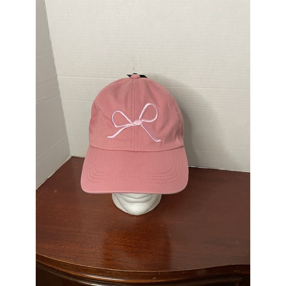 David & Young Women's Pink Bow Pink Hat Adjustable Baseball Cap